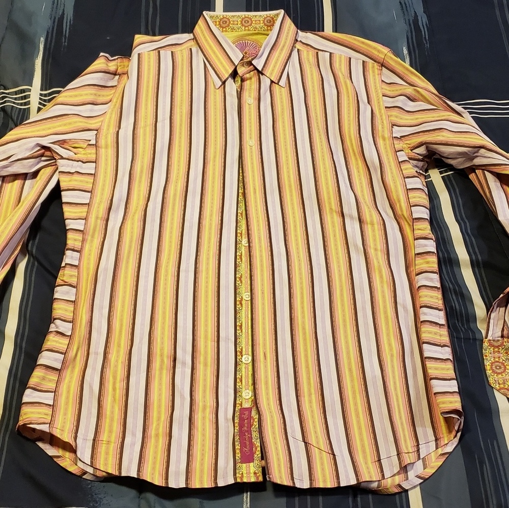 Mens Robert Graham Size Large Button Front Shirt